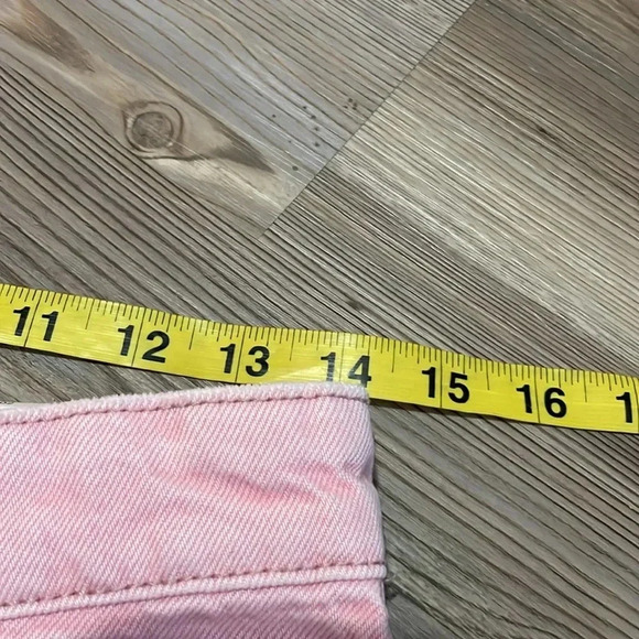 Zara Denim Shorts Light Pink High rise Side slit Button fly Raw hem Size 6 NWT - Picture 5 of 11